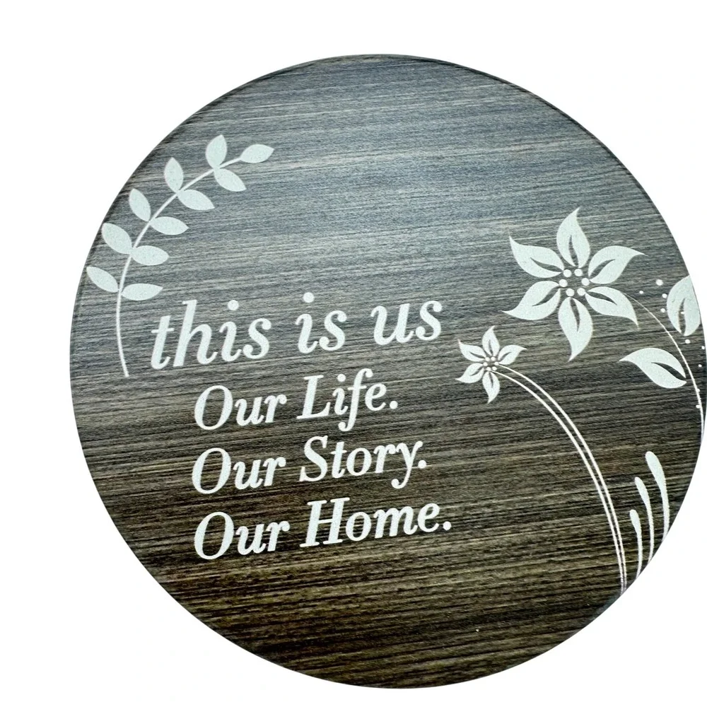 Home Sweet Home Bamboo‎ Cutting Board & Cork Backed Coasters Housewarming Set